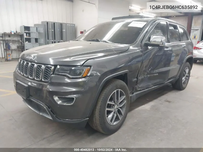 1C4RJEBG6HC635892 2017 Jeep Grand Cherokee Limited