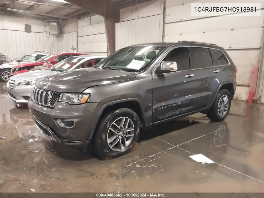 2017 Jeep Grand Cherokee Limited 4X4 VIN: 1C4RJFBG7HC913981 Lot: 40485662