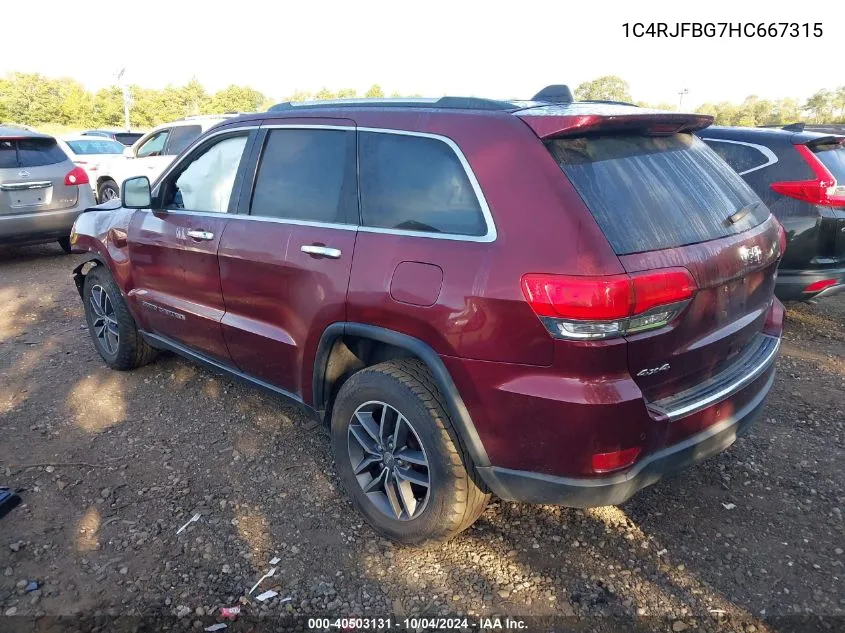 2017 Jeep Grand Cherokee Limited 4X4/Limited 75Th Anniversary Edition 4X4 VIN: 1C4RJFBG7HC667315 Lot: 40503131