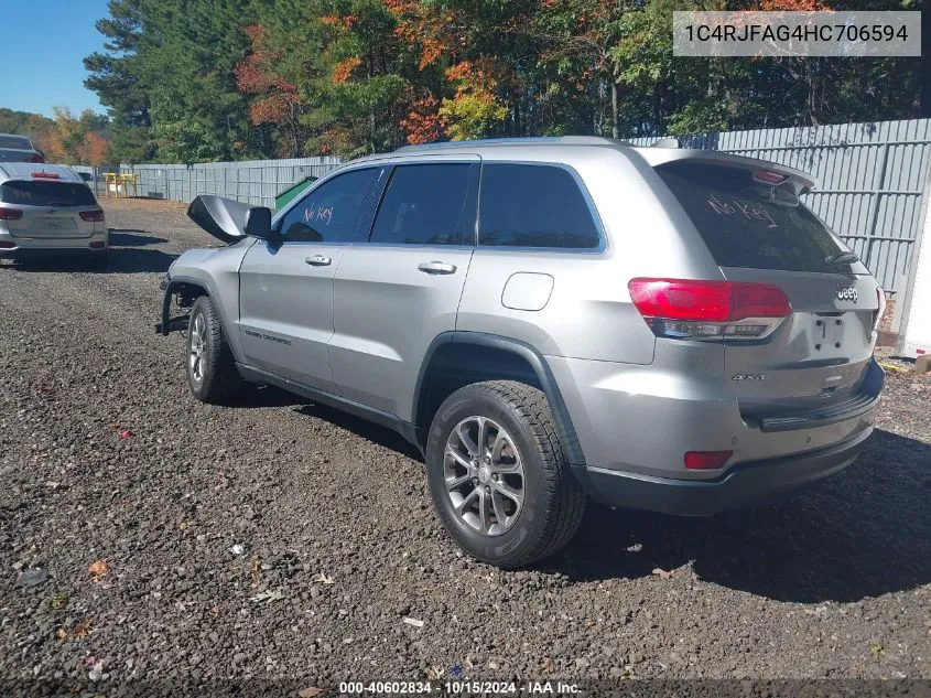 2017 Jeep Grand Cherokee Laredo 4X4 VIN: 1C4RJFAG4HC706594 Lot: 40602834