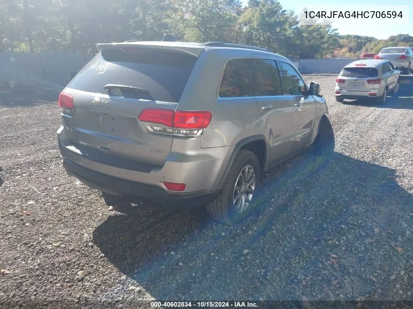 2017 Jeep Grand Cherokee Laredo 4X4 VIN: 1C4RJFAG4HC706594 Lot: 40602834