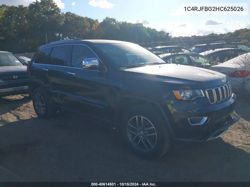 2017 Jeep Grand Cherokee Limited 4X4 VIN: 1C4RJFBG2HC625026 Lot: 40614501