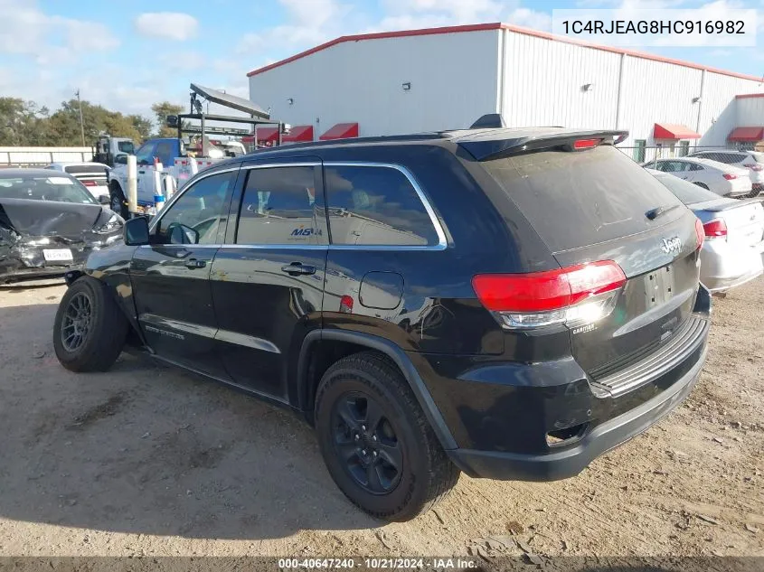 2017 Jeep Grand Cherokee Laredo VIN: 1C4RJEAG8HC916982 Lot: 40647240