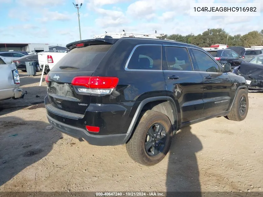 2017 Jeep Grand Cherokee Laredo VIN: 1C4RJEAG8HC916982 Lot: 40647240