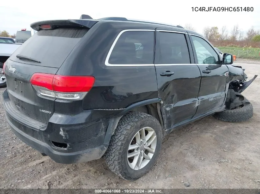 2017 Jeep Grand Cherokee Laredo 4X4 VIN: 1C4RJFAG9HC651480 Lot: 40661068