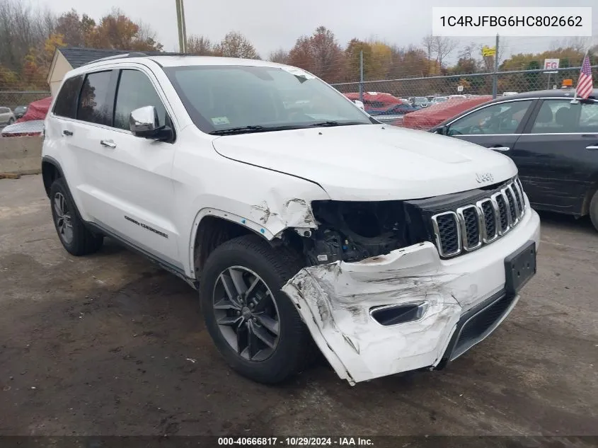 2017 Jeep Grand Cherokee Limited 4X4 VIN: 1C4RJFBG6HC802662 Lot: 40666817