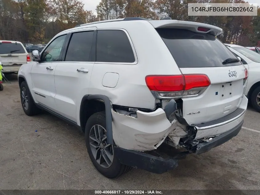 2017 Jeep Grand Cherokee Limited 4X4 VIN: 1C4RJFBG6HC802662 Lot: 40666817