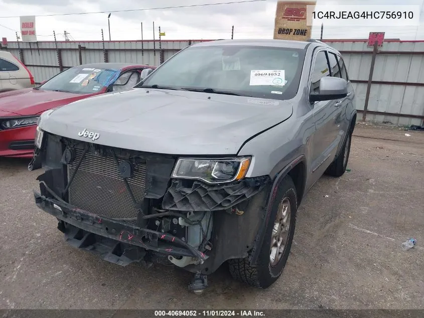 2017 Jeep Grand Cherokee Laredo 4X2 VIN: 1C4RJEAG4HC756910 Lot: 40694052