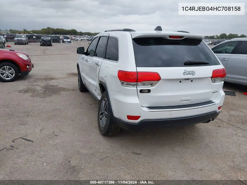 2017 Jeep Grand Cherokee Limited 4X2 VIN: 1C4RJEBG4HC708158 Lot: 40717366