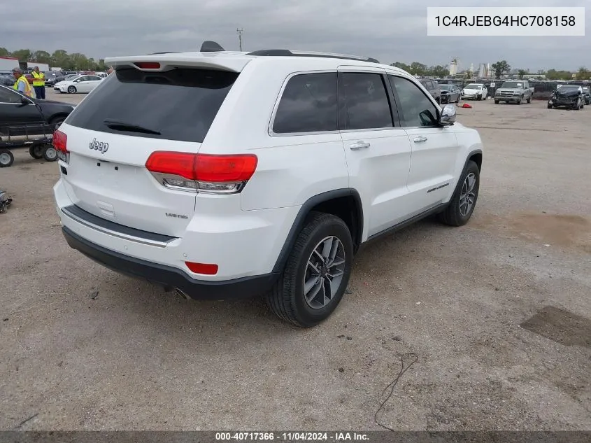 2017 Jeep Grand Cherokee Limited 4X2 VIN: 1C4RJEBG4HC708158 Lot: 40717366