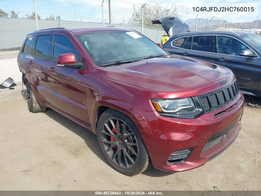 2017 Jeep Grand Cherokee Srt VIN: 1C4RJFDJ2HC760015 Lot: 40726643