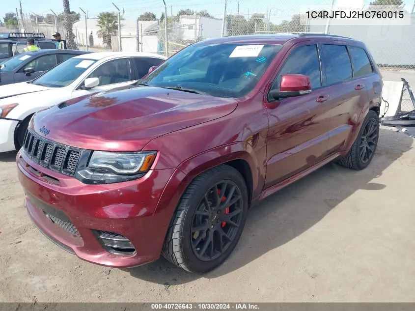 2017 Jeep Grand Cherokee Srt VIN: 1C4RJFDJ2HC760015 Lot: 40726643