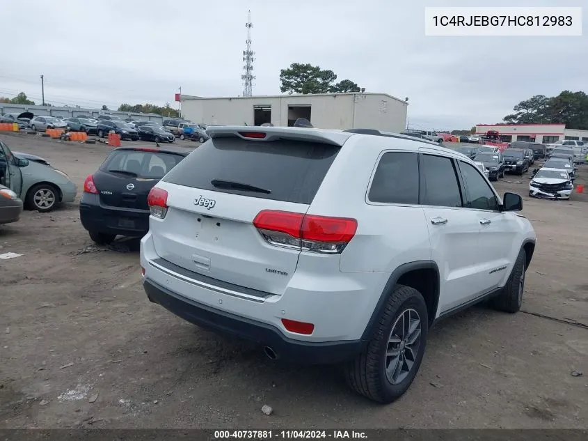 2017 Jeep Grand Cherokee Limited VIN: 1C4RJEBG7HC812983 Lot: 40737881