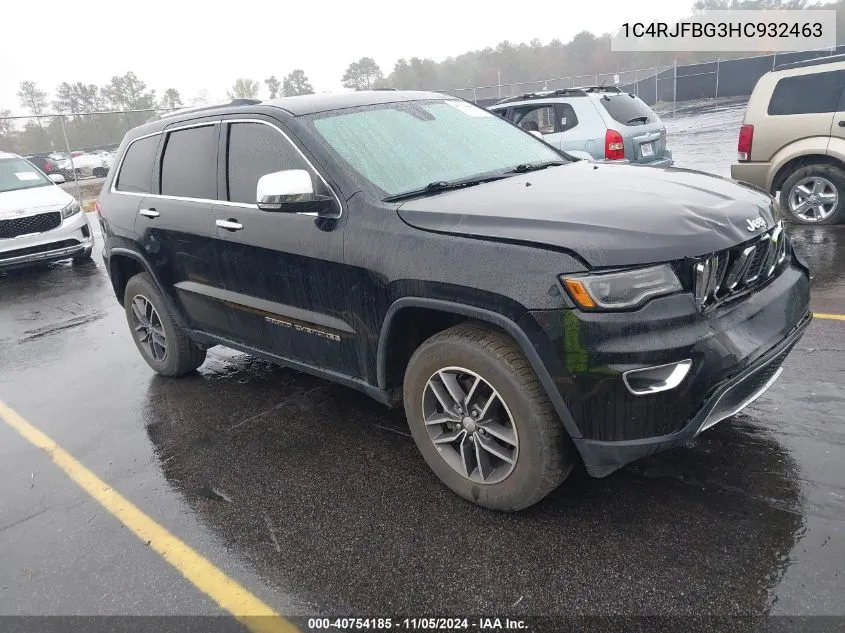 2017 Jeep Grand Cherokee Limited 4X4 VIN: 1C4RJFBG3HC932463 Lot: 40754185