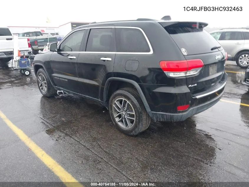 2017 Jeep Grand Cherokee Limited 4X4 VIN: 1C4RJFBG3HC932463 Lot: 40754185