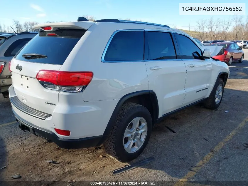 2017 Jeep Grand Cherokee Laredo 4X4 VIN: 1C4RJFAGXHC756562 Lot: 40793476