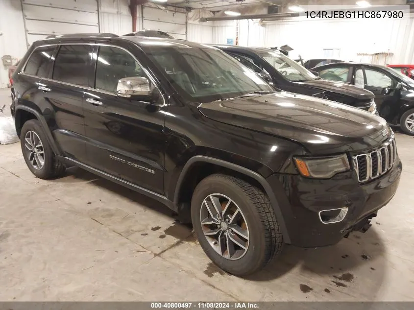 2017 Jeep Grand Cherokee Limited 4X2 VIN: 1C4RJEBG1HC867980 Lot: 40800497