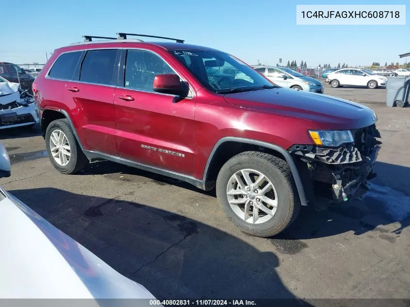 2017 Jeep Grand Cherokee Laredo 4X4 VIN: 1C4RJFAGXHC608718 Lot: 40802831