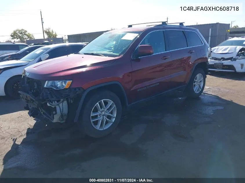 2017 Jeep Grand Cherokee Laredo 4X4 VIN: 1C4RJFAGXHC608718 Lot: 40802831