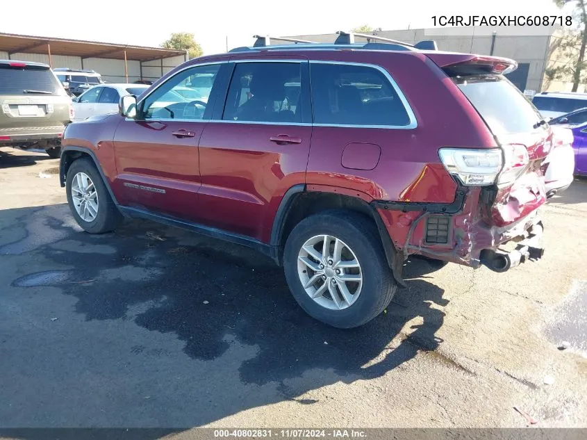 2017 Jeep Grand Cherokee Laredo 4X4 VIN: 1C4RJFAGXHC608718 Lot: 40802831