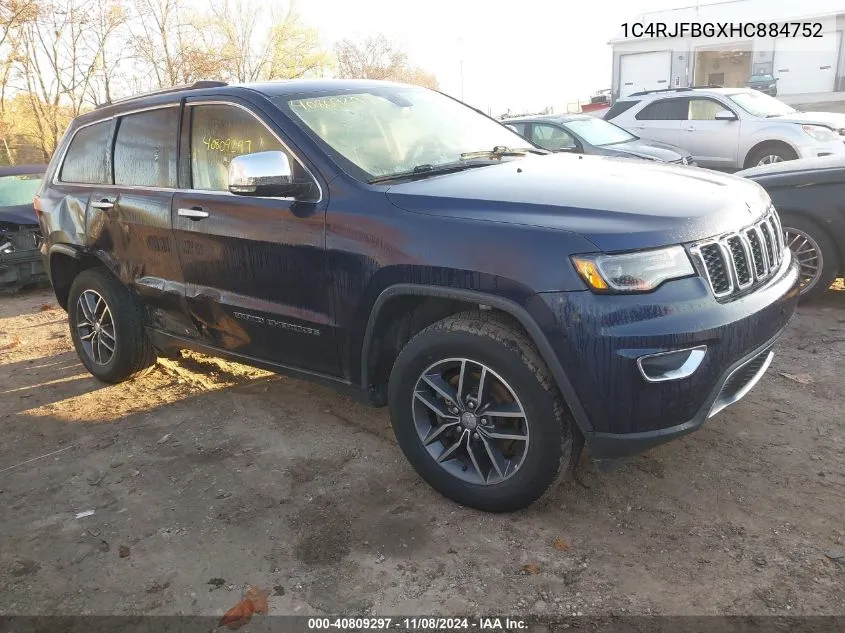 2017 Jeep Grand Cherokee Limited 4X4 VIN: 1C4RJFBGXHC884752 Lot: 40809297