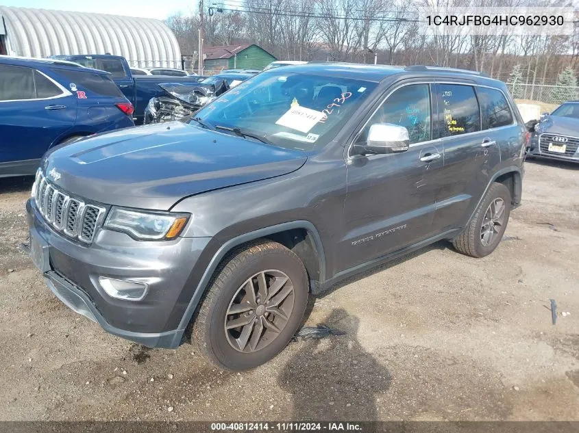 2017 Jeep Grand Cherokee Limited 4X4 VIN: 1C4RJFBG4HC962930 Lot: 40812414