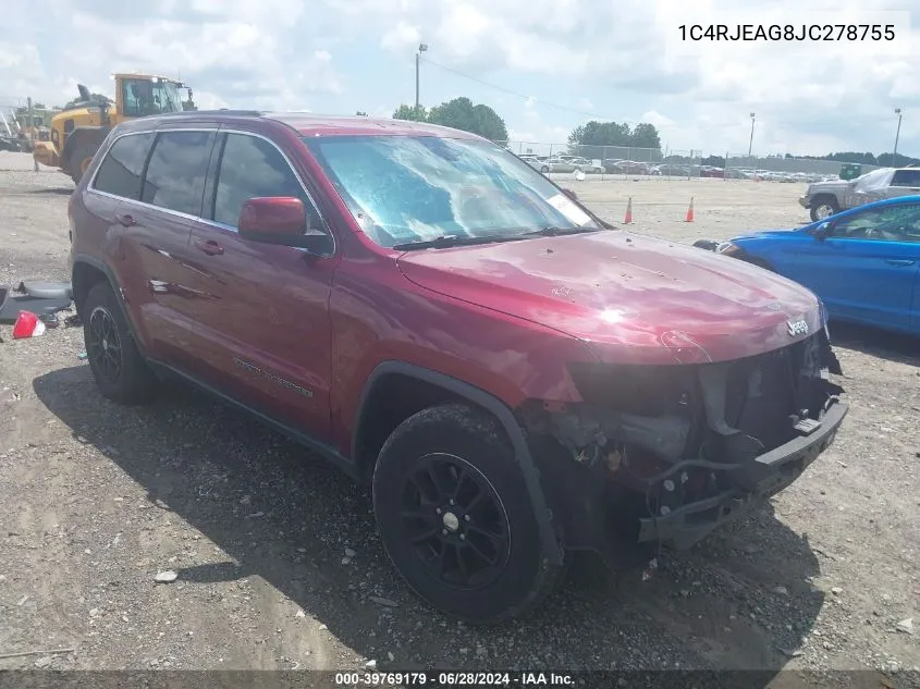 1C4RJEAG8JC278755 2018 Jeep Grand Cherokee Laredo 4X2