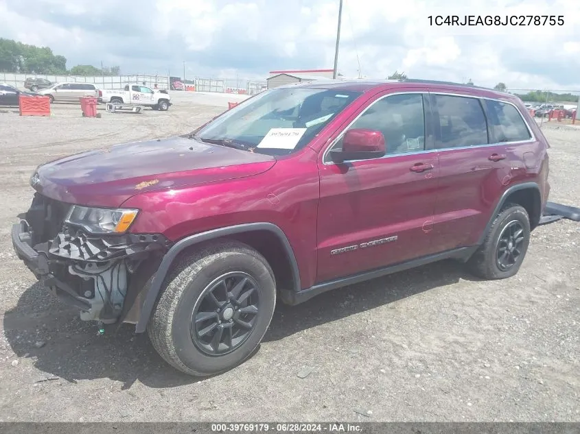 2018 Jeep Grand Cherokee Laredo 4X2 VIN: 1C4RJEAG8JC278755 Lot: 39769179