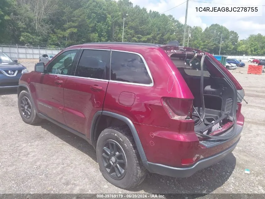 2018 Jeep Grand Cherokee Laredo 4X2 VIN: 1C4RJEAG8JC278755 Lot: 39769179