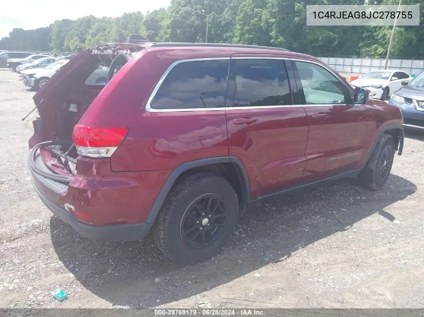 2018 Jeep Grand Cherokee Laredo 4X2 VIN: 1C4RJEAG8JC278755 Lot: 39769179