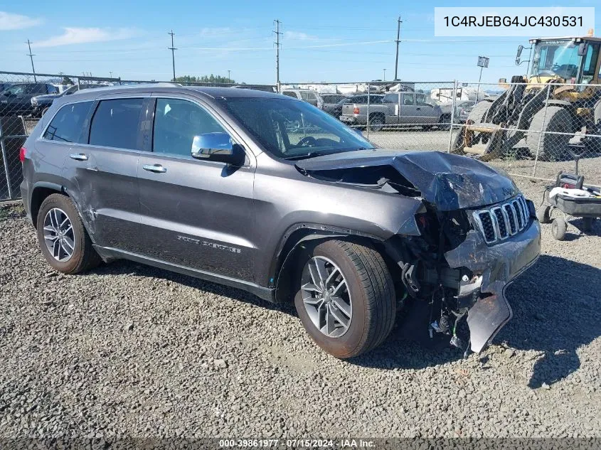 2018 Jeep Grand Cherokee Limited 4X2 VIN: 1C4RJEBG4JC430531 Lot: 39861977