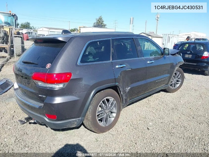 1C4RJEBG4JC430531 2018 Jeep Grand Cherokee Limited 4X2