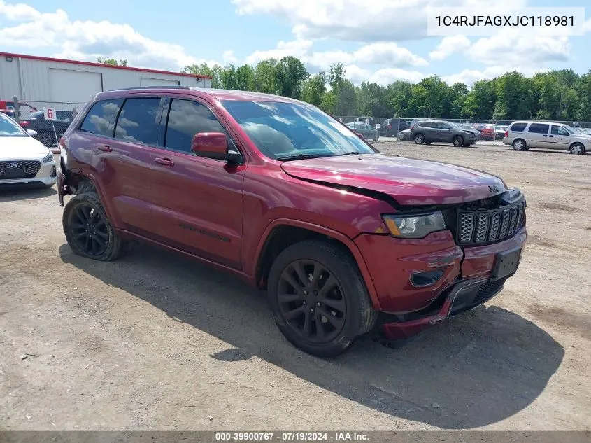 1C4RJFAGXJC118981 2018 Jeep Grand Cherokee Altitude 4X4