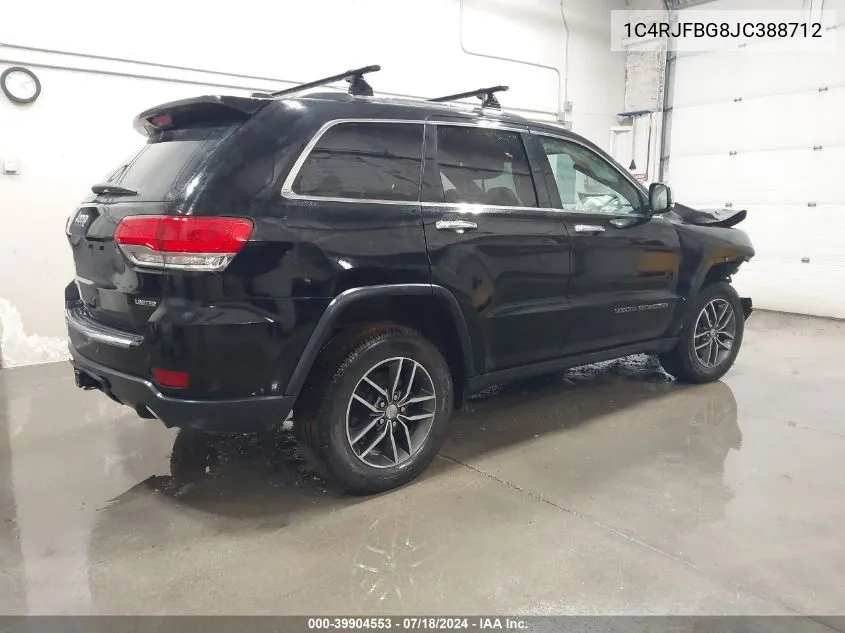 2018 Jeep Grand Cherokee Limited 4X4 VIN: 1C4RJFBG8JC388712 Lot: 39904553