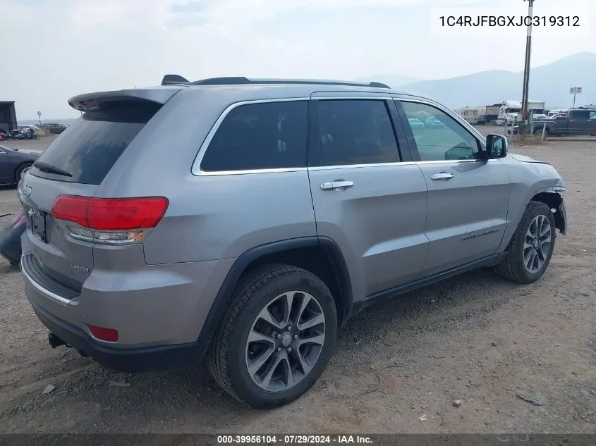 2018 Jeep Grand Cherokee Limited 4X4 VIN: 1C4RJFBGXJC319312 Lot: 39956104