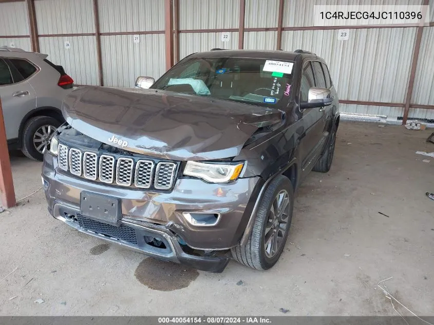 2018 Jeep Grand Cherokee Overland 4X2 VIN: 1C4RJECG4JC110396 Lot: 40054154