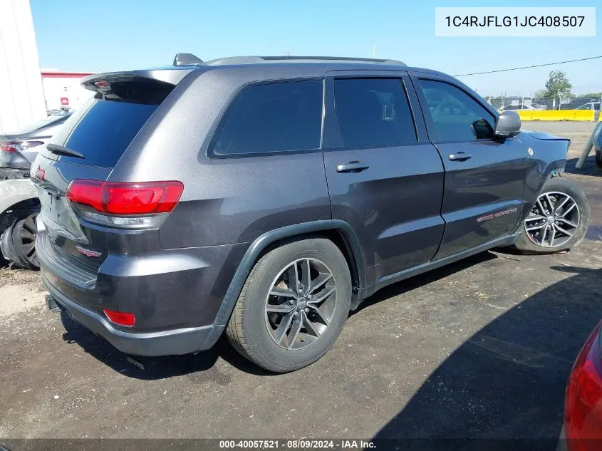 2018 Jeep Grand Cherokee Trailhawk 4X4 VIN: 1C4RJFLG1JC408507 Lot: 40057521