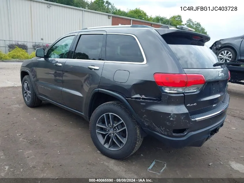 1C4RJFBG1JC403728 2018 Jeep Grand Cherokee Limited 4X4