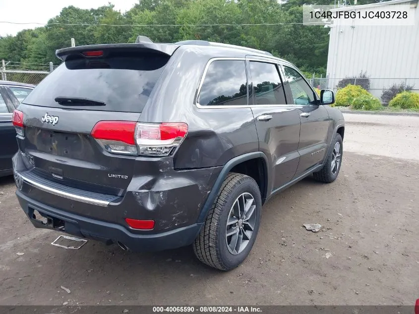 1C4RJFBG1JC403728 2018 Jeep Grand Cherokee Limited 4X4