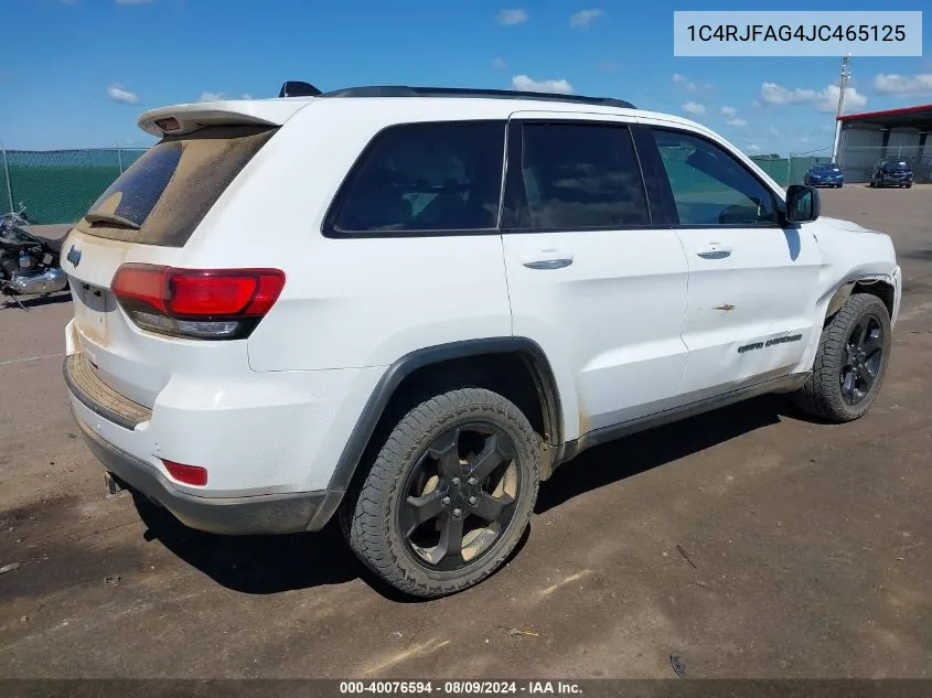 2018 Jeep Grand Cherokee Upland 4X4 VIN: 1C4RJFAG4JC465125 Lot: 40076594