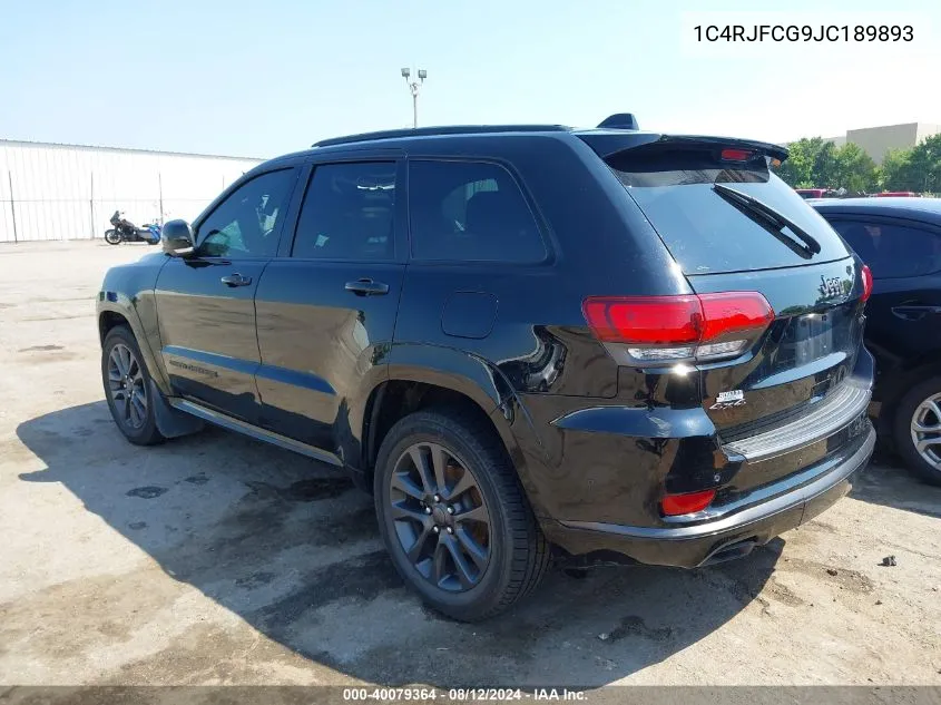 1C4RJFCG9JC189893 2018 Jeep Grand Cherokee High Altitude 4X4