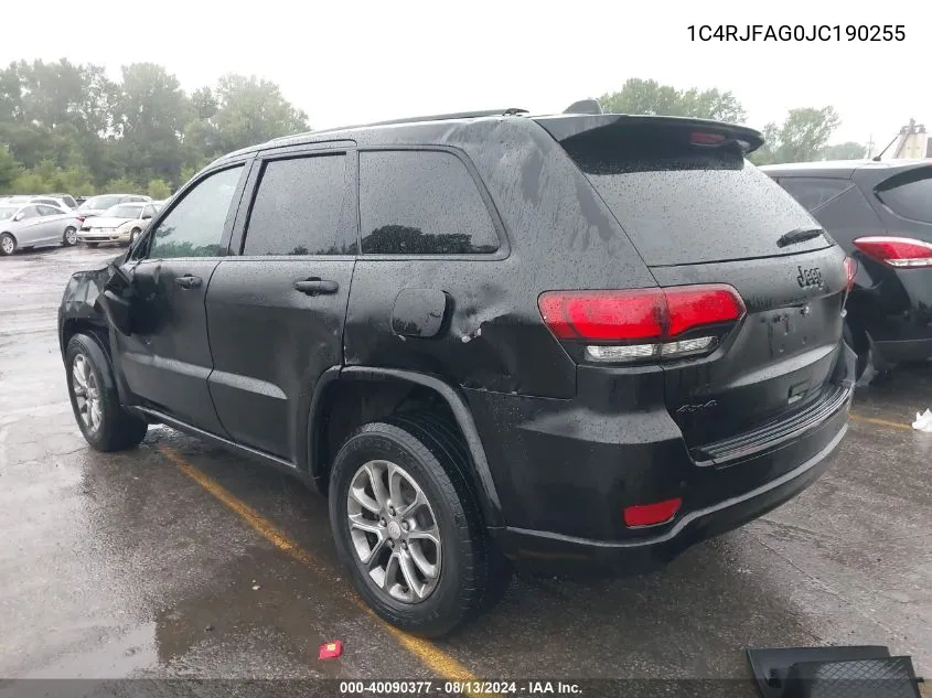 2018 Jeep Grand Cherokee Altitude VIN: 1C4RJFAG0JC190255 Lot: 40090377