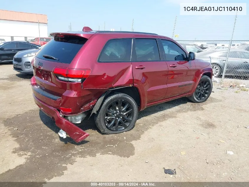 2018 Jeep Grand Cherokee Altitude 4X2 VIN: 1C4RJEAG1JC110410 Lot: 40103203