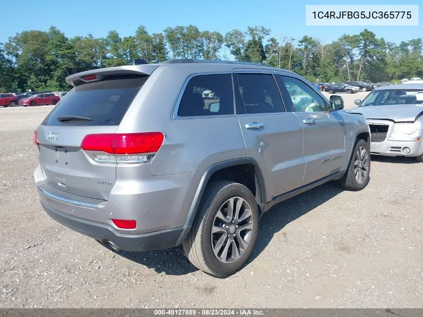 2018 Jeep Grand Cherokee Limited 4X4 VIN: 1C4RJFBG5JC365775 Lot: 40127889