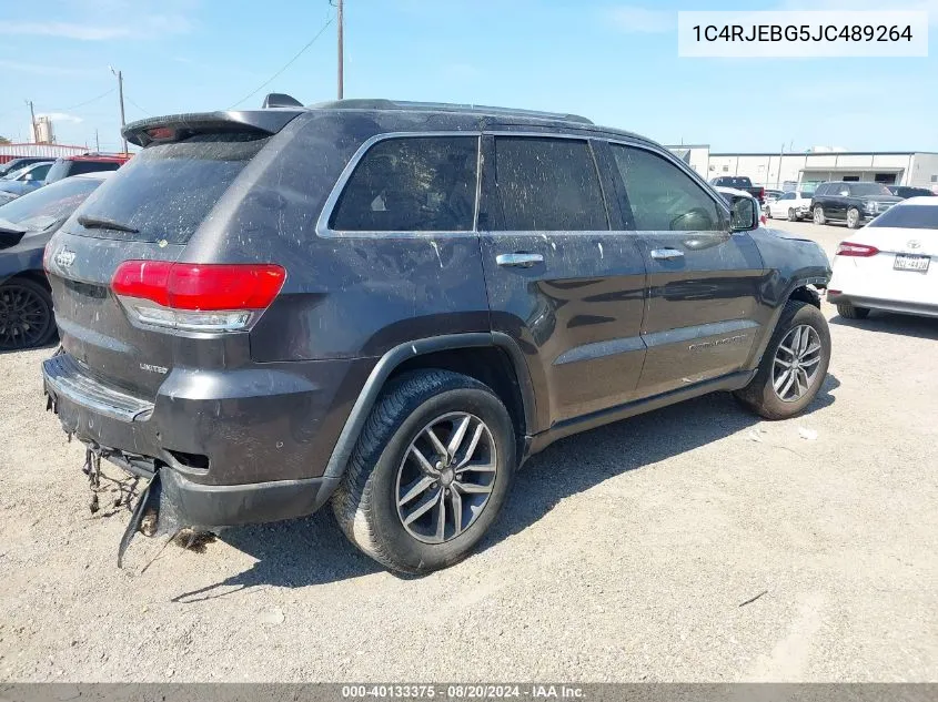 1C4RJEBG5JC489264 2018 Jeep Grand Cherokee Limited 4X2