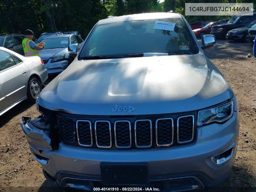 2018 Jeep Grand Cherokee Limited 4X4 VIN: 1C4RJFBG7JC144694 Lot: 40141910