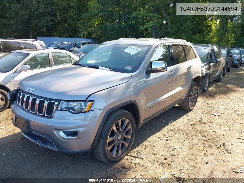 2018 Jeep Grand Cherokee Limited 4X4 VIN: 1C4RJFBG7JC144694 Lot: 40141910