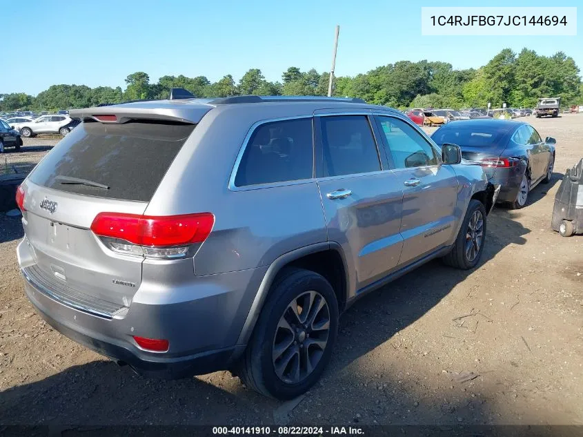 2018 Jeep Grand Cherokee Limited 4X4 VIN: 1C4RJFBG7JC144694 Lot: 40141910