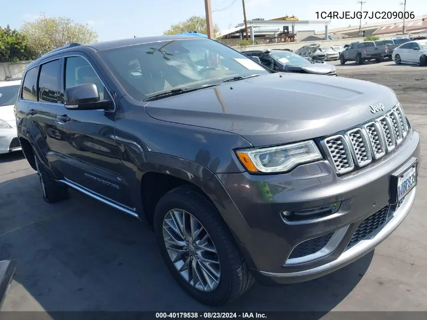 2018 Jeep Grand Cherokee Summit 4X2 VIN: 1C4RJEJG7JC209006 Lot: 40179538