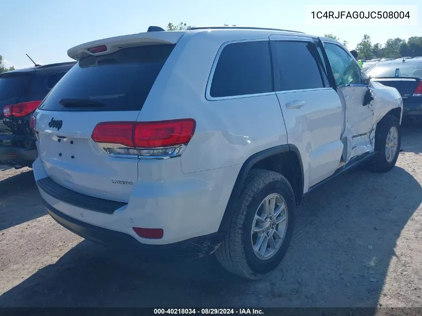 2018 Jeep Grand Cherokee Laredo 4X4 VIN: 1C4RJFAG0JC508004 Lot: 40218034